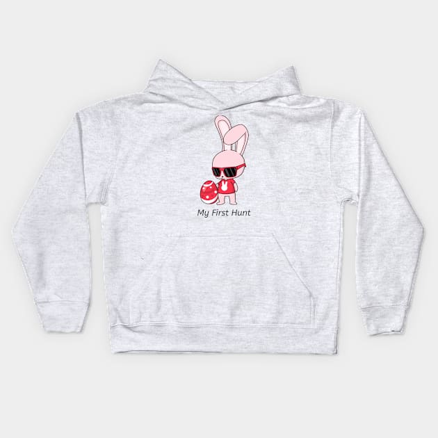 Pink Easter Bunny My First Hunt Egg Kids Hoodie by IlanaArt